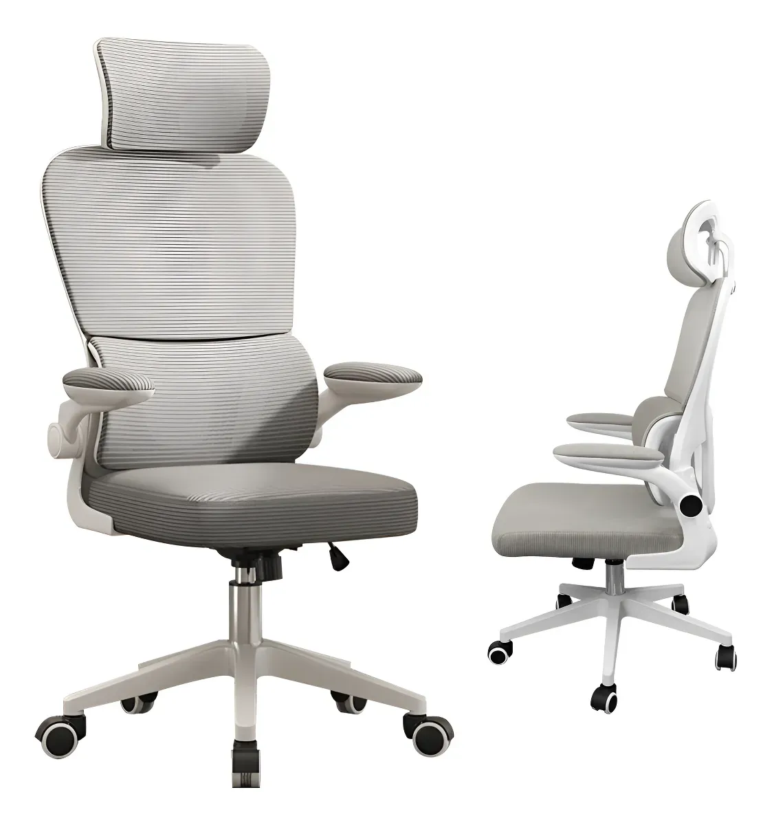 Cadeira de escritório Python Fly XHOCB07 ergonômica branca e cinza com estofado de malha