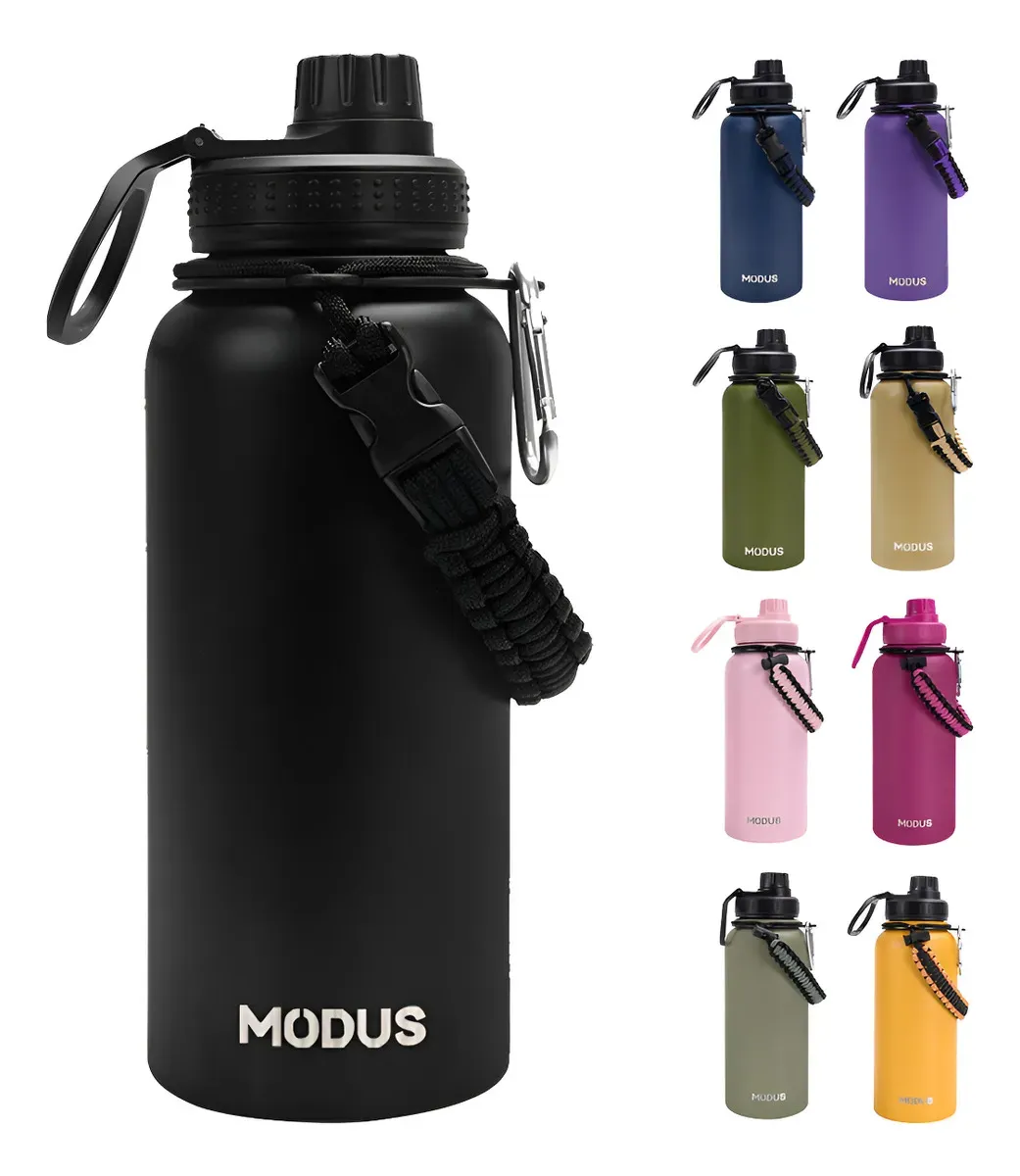 Modus Garrafa Térmica 950ml Inox Isolada Água Quente E Fria Preto